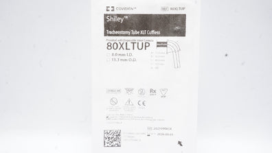 Covidien 80XLTUP Shiley Tracheostomy Tube XLT Cuffless 8.0mm 13.3mm